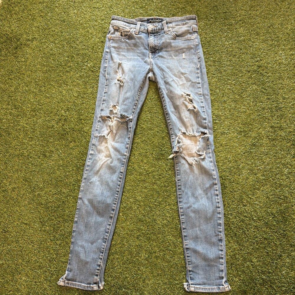 Lucky Brand Jeans Womens 00/24 Mid Rise AVA Super Skinny Distressed Light Wash